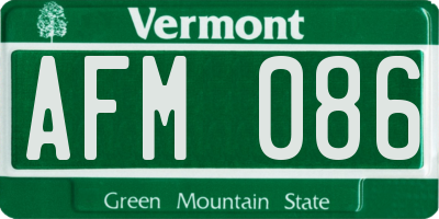 VT license plate AFM086