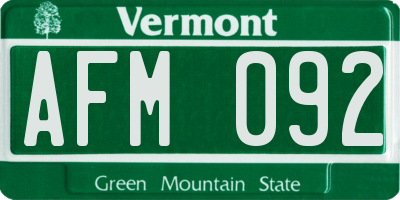 VT license plate AFM092