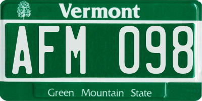 VT license plate AFM098