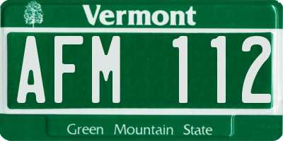 VT license plate AFM112