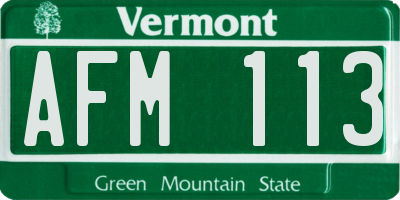VT license plate AFM113