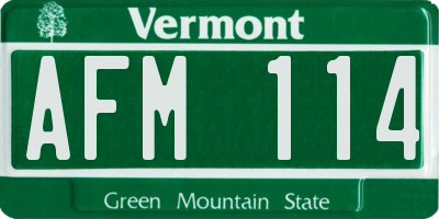 VT license plate AFM114