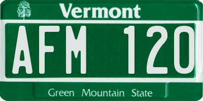 VT license plate AFM120