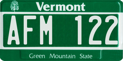 VT license plate AFM122