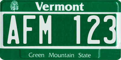VT license plate AFM123