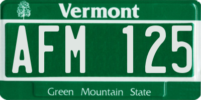VT license plate AFM125