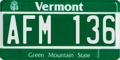 VT license plate AFM136