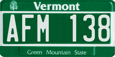 VT license plate AFM138