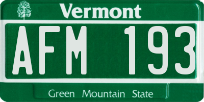 VT license plate AFM193