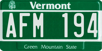 VT license plate AFM194