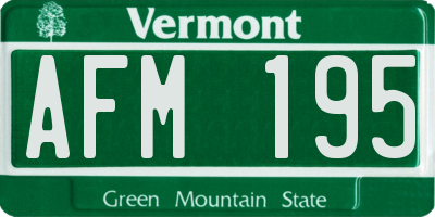 VT license plate AFM195
