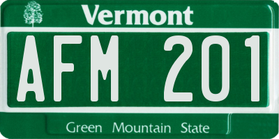 VT license plate AFM201
