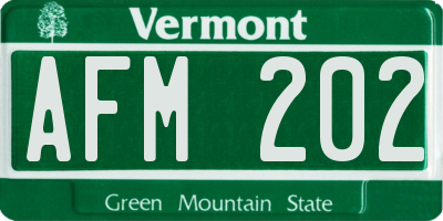 VT license plate AFM202