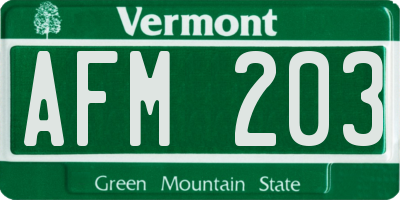 VT license plate AFM203