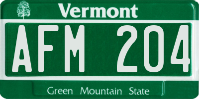 VT license plate AFM204