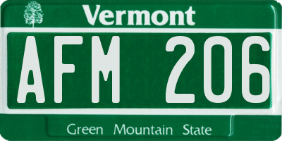 VT license plate AFM206