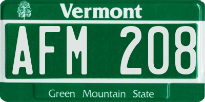 VT license plate AFM208