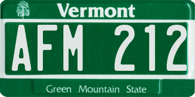 VT license plate AFM212