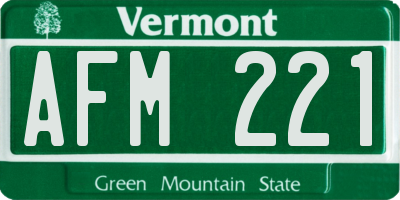 VT license plate AFM221