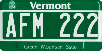 VT license plate AFM222