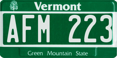 VT license plate AFM223