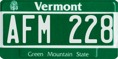 VT license plate AFM228