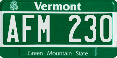 VT license plate AFM230