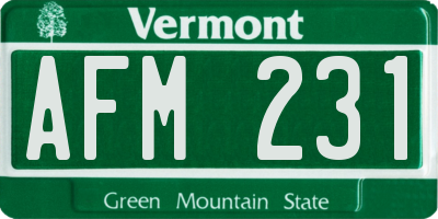 VT license plate AFM231