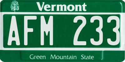 VT license plate AFM233
