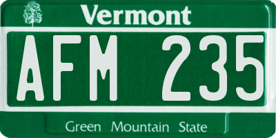 VT license plate AFM235