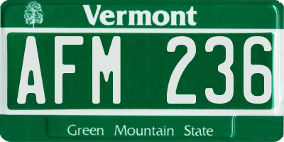 VT license plate AFM236