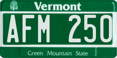 VT license plate AFM250
