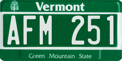 VT license plate AFM251