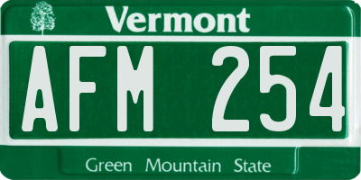 VT license plate AFM254