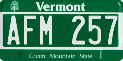 VT license plate AFM257