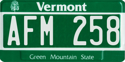 VT license plate AFM258