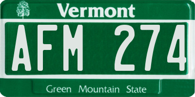 VT license plate AFM274