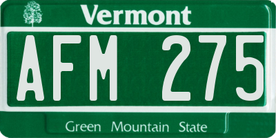 VT license plate AFM275