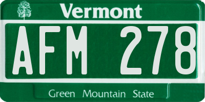 VT license plate AFM278