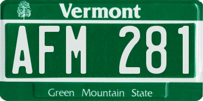VT license plate AFM281
