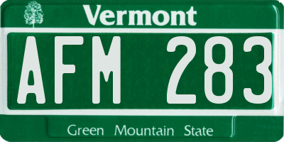VT license plate AFM283