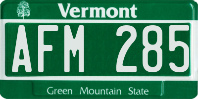 VT license plate AFM285