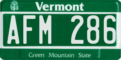 VT license plate AFM286