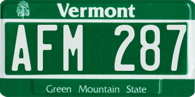 VT license plate AFM287