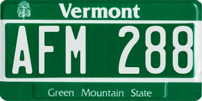 VT license plate AFM288