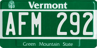 VT license plate AFM292