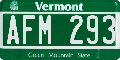 VT license plate AFM293