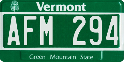 VT license plate AFM294