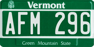 VT license plate AFM296