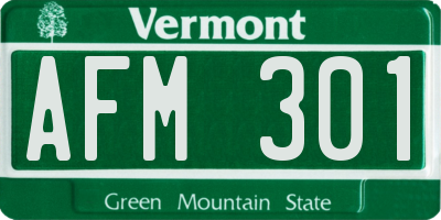 VT license plate AFM301
